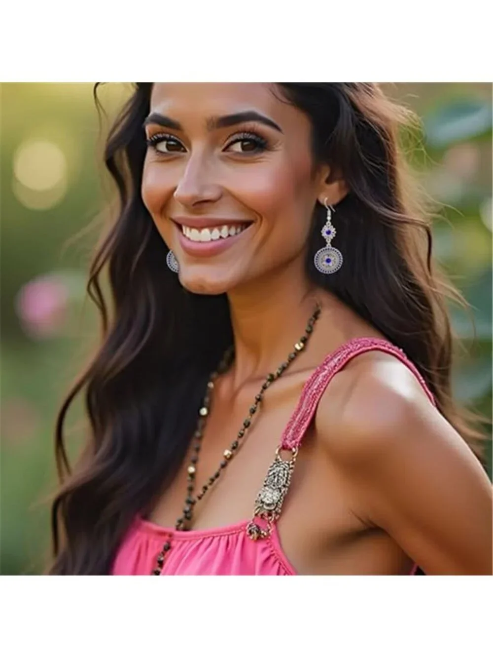 Round Flower Dangle Earrings Boho